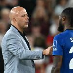 Arne Slot pelatih Liverpool dan Antoine Semenyo pemain Bournemouth