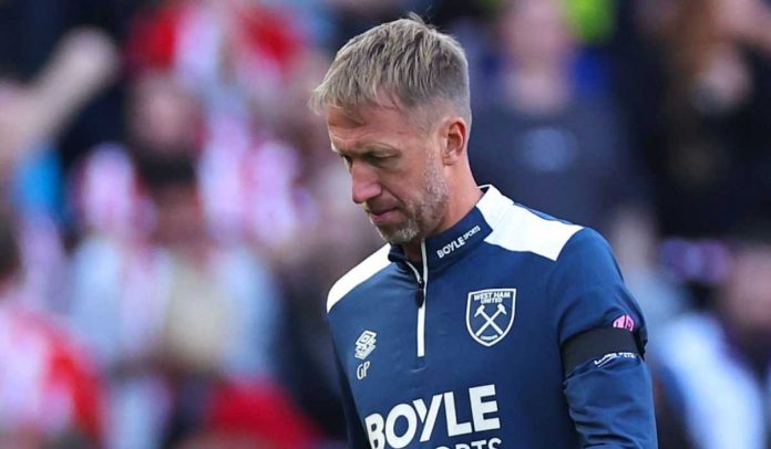 Graham Potter tertunduk lesu usai kekalahan West Ham dari Sunderland
