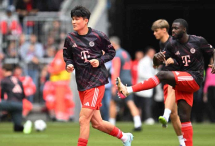 Kim Min-jae dalam sebuah sesi latihan di Bayern Munchen
