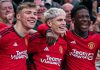 Rasmus Hojlund, Alejandro Garnacho dan Kobbie Mainoo pemain Manchester United