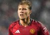Rasmus Hojlund di laga Manchester United vs Bournemouth
