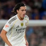 Aksi Alvaro Carreras di laga Levante vs Real Madrid