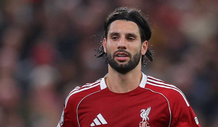 Aksi Dominik Szoboszlai di laga Liverpool vs Atletico Madrid Aksi Dominik Szoboszlai di laga Liverpool vs Atletico Madrid