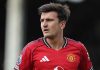 Aksi Harry Maguire di laga Fulham vs Manchester United