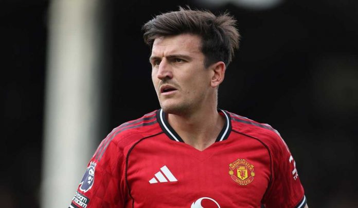 Aksi Harry Maguire di laga Fulham vs Manchester United