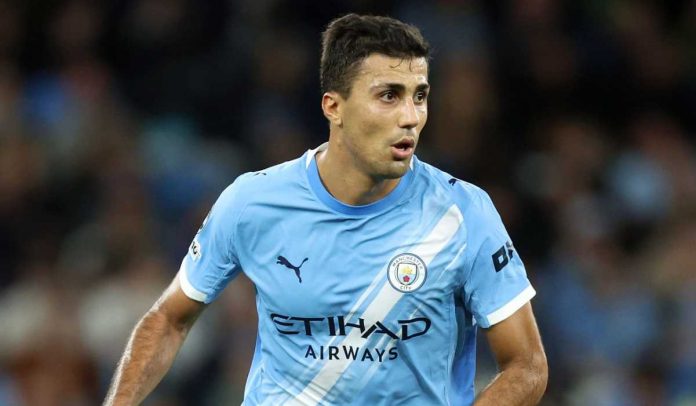Aksi Rodri di laga Manchester City vs Napoli di Liga Champions