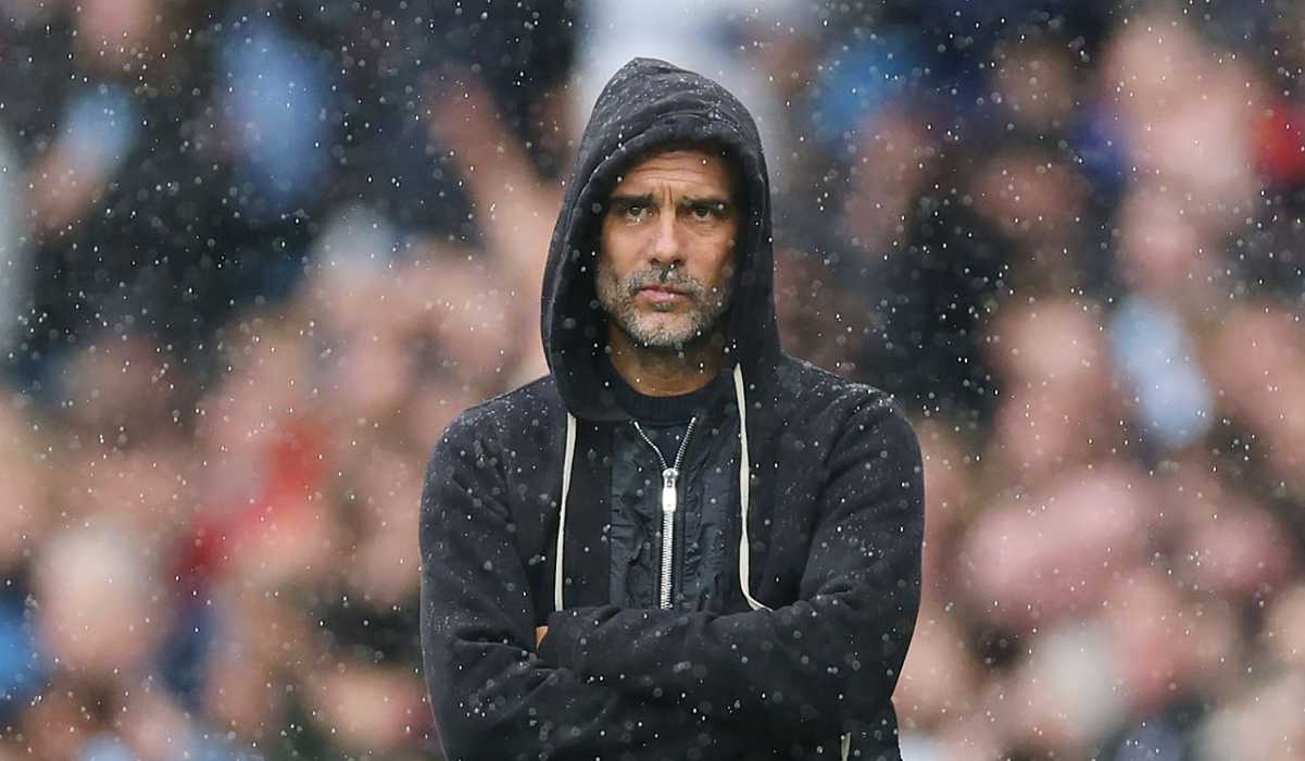 Ekspresi Pep Guardiola di laga Manchester City vs Manchester United