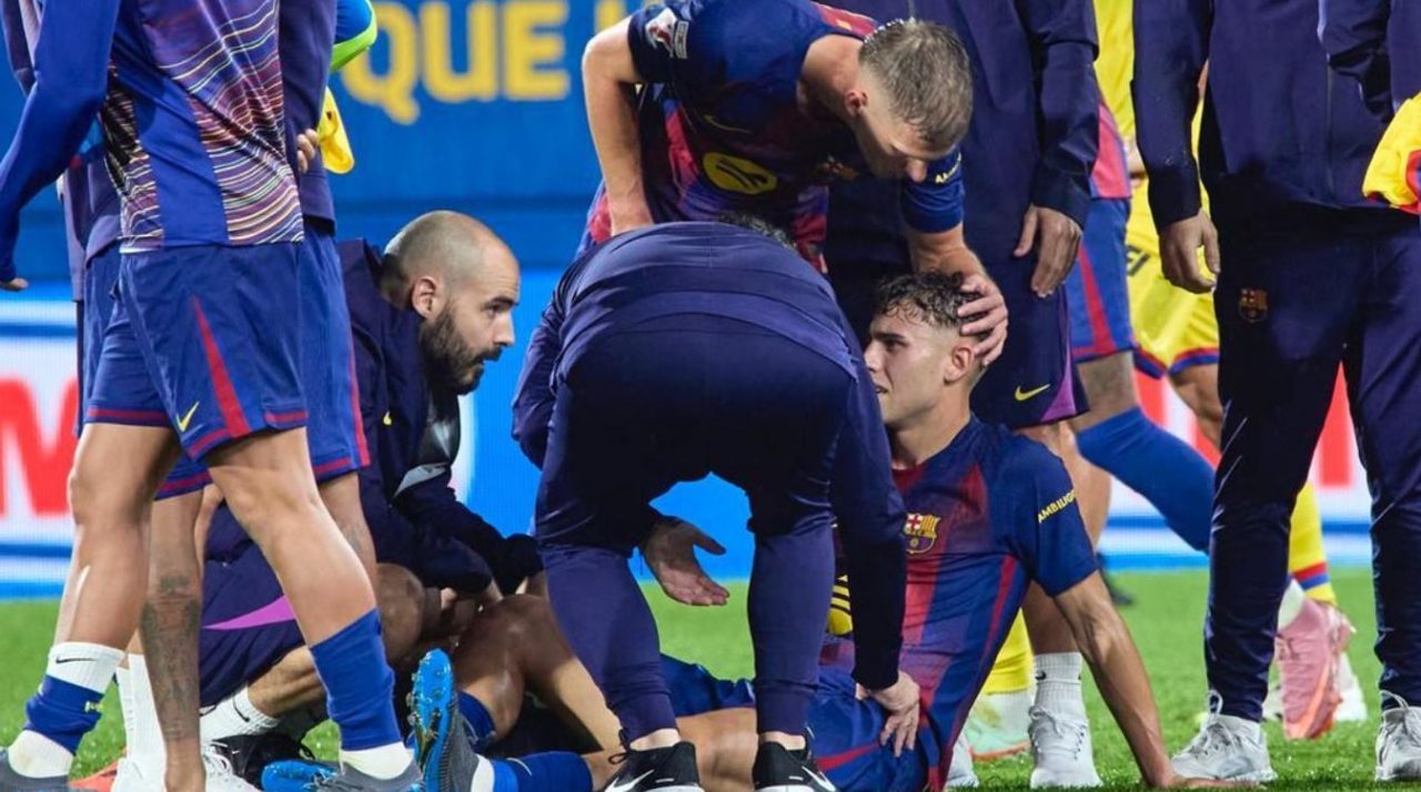 Fermin Lopez saat cedera dalam laga Barcelona melawan Getafe