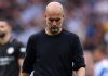 Gestur Pep Guardiola usai kekalahan Manchester City dari Brighton
