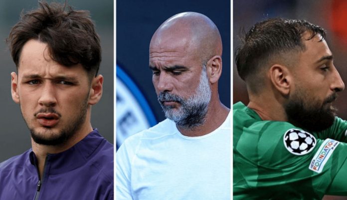 James Trafford, Pep Guardiola, Gianluigi Donnarumma - Manchester City James Trafford, Pep Guardiola, Gianluigi Donnarumma - Manchester City