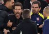 Pelatih Atletico Madrid Diego Simeone saat laga melawan Liverpool