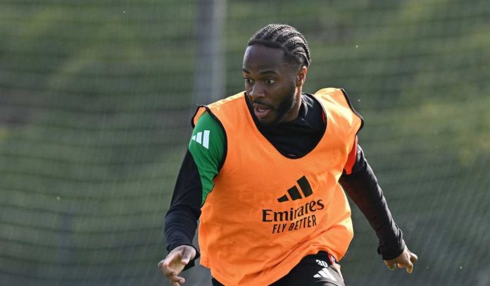 Raheem Sterling saat sedang berlatih di tim Arsenal