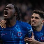 Romeo Lavia merayakan gol bersama Pedro Neto