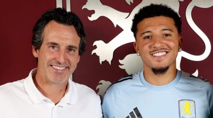 Unai Emery pelatih Aston Villa dan Jadon Sancho Unai Emery pelatih Aston Villa dan Jadon Sancho