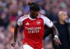 Aksi Noni Madueke di laga Arsenal vs Manchester City
