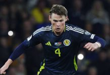 Aksi Scott McTominay di laga Skotlandia melawan Belarus