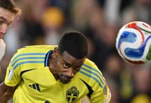 Alexander Isak di laga Swedia vs Kosovo