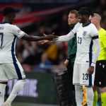 Bukayo Saka dan Noni Madueke pemain Arsenal di Timnas Inggris