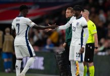 Bukayo Saka dan Noni Madueke pemain Arsenal di Timnas Inggris
