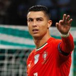 Cristiano Ronaldo usai mencetak gol di laga Portugal vs Hungaria