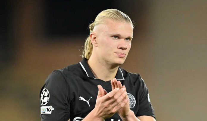 Gestur Erling Haaland di laga Monaco vs Manchester City
