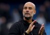 Gestur Pep Guardiola di laga Manchester City vs Everton