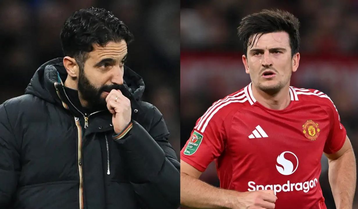 Harry Maguire dan Ruben Amorim pelatih Manchester United