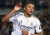 Kylian Mbappe merayakan golnya untuk Real Madrid