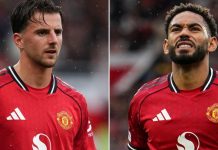 Mason Mount dan Matheus Cunha pemain Manchester United