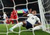 Ollie Watkins sesaat sebelum tabrak tiang gawang di laga antara Inggris vs Wales