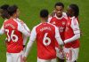 Para pemain Arsenal merayakan gol Eberechi Eze