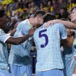 Para pemain Juventus merayakan gol Francesco Conceicao ke gawang Villarreal