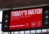 Penampilan papan skor stadion Emirates Arsenal