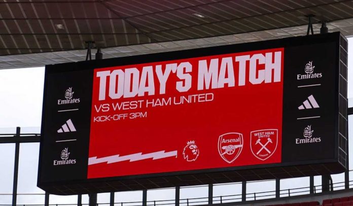 Penampilan papan skor stadion Emirates Arsenal