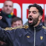 Ruben Amorim berteriak di laga Manchester United v Sunderland