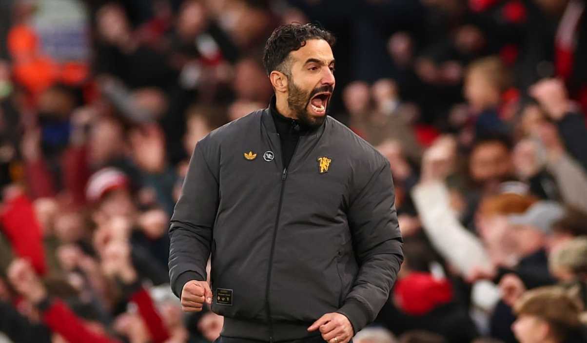 Ruben Amorim berteriak merayakan kemenangan Manchester United vs Brighton Ruben Amorim berteriak merayakan kemenangan Manchester United vs Brighton