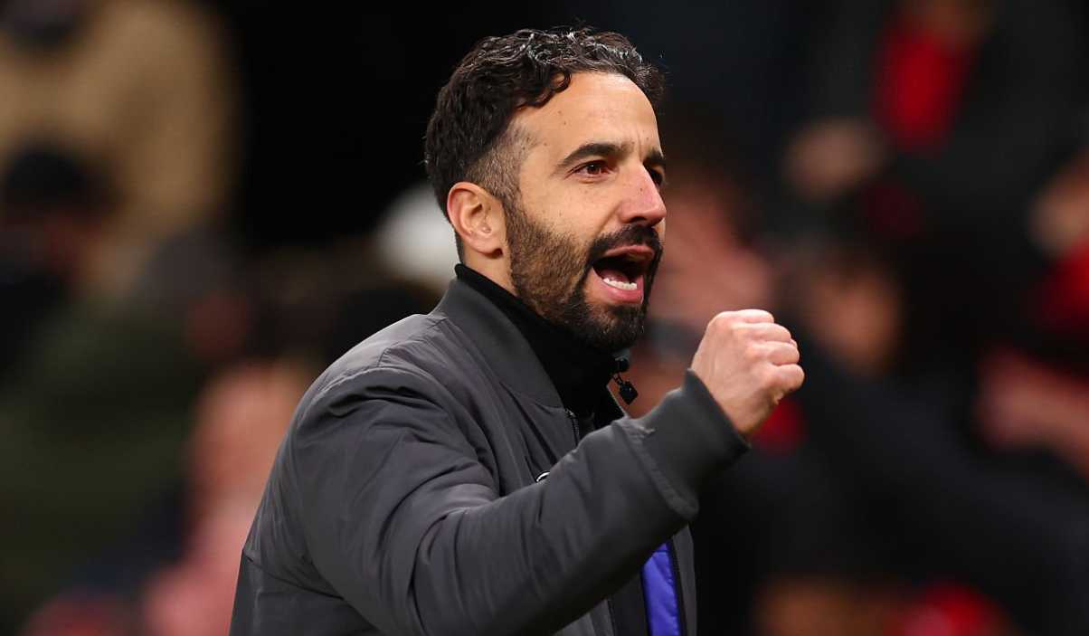 Ruben Amorim merayakan kemenangan Manchester United atas Brighton Ruben Amorim merayakan kemenangan Manchester United atas Brighton