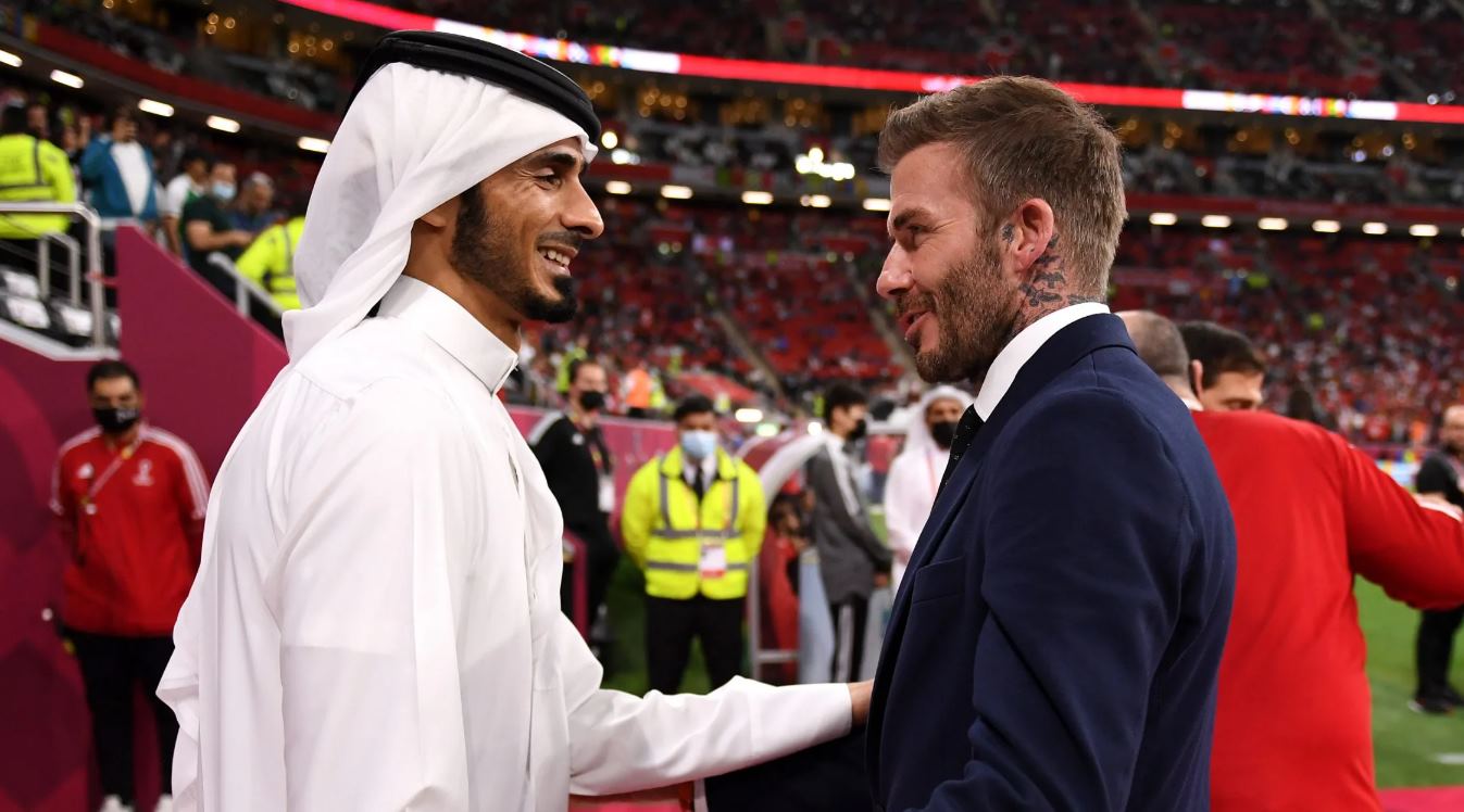 Sheikh Jassim dengan David Beckham legenda Manchester United Sheikh Jassim dengan David Beckham legenda Manchester United