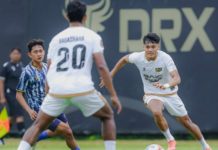 Skuad Dewa United dalam ujicoba kontra Persikota Tangerang di Jeda Internasional Kali Ini