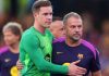 Ter Stegen dan Pelatih Barcelona Hansi Flick