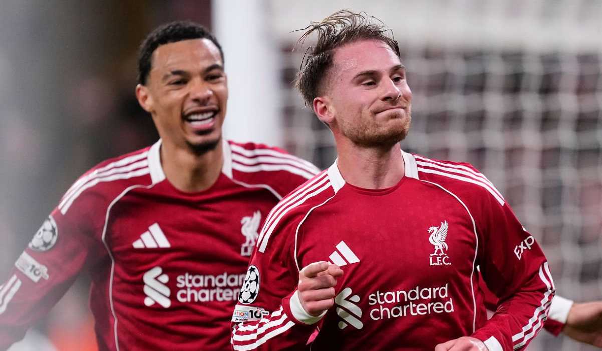 Alexis Mac Allister merayakan golnya ke gawang Real Madrid Alexis Mac Allister merayakan golnya ke gawang Real Madrid