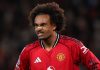 Ekspresi Joshua Zirkzee di laga Manchester United v Brighton