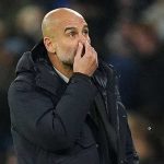Gestur Pep Guardiola di laga Manchester City vs Bayer Leverkusen