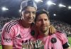 Lionel Messi berfoto usai laga Inter Miami CF vs New York City FC