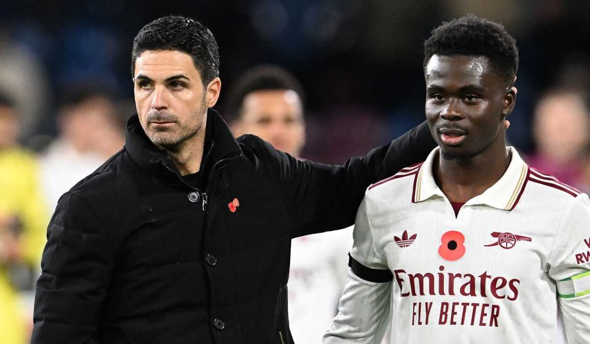 Mikel Arteta dan Bukayo Saka usai laga Burnley vs Arsenal