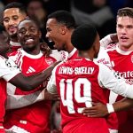 Pemain Arsenal merayakan kemenangan atas Bayern Muchen