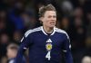 Scott McTominay rayakan golnya ke gawang Denmark