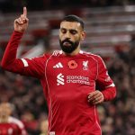 Selebrasi Mohamed Salah usai jebol gawang Aston Villa