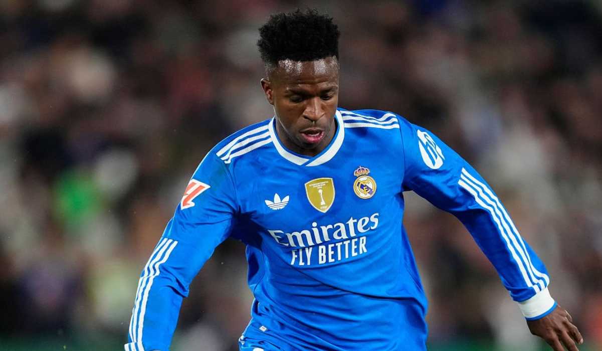 Vinicius Junior di laga Olympiakos vs Real Madrid