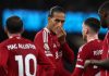 Virgil van Dijk dan para pemain Liverpool di laga kontra Manchester City